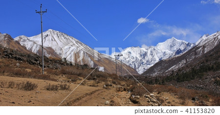 View up the Langtang valley, Nepal. 41153820