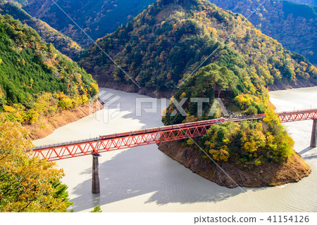 [Shizuoka Prefecture] Okuoi Lake Station and train in late autumn 41154126