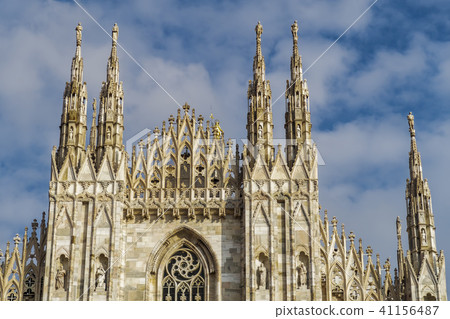 Milan, Italy Duomo facade detail. Milan, Italy Duomo facade detail. 41156487