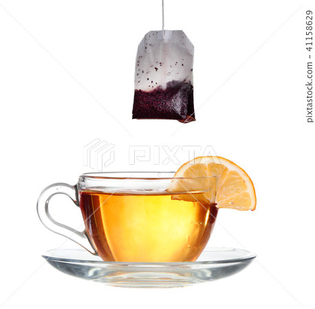 lemon tea with a splash on a white background lemon tea with a splash on a white background 41158629