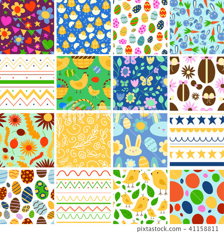Vector Easter spring traditional background seamless pattern illustration with egg card design 41158811
