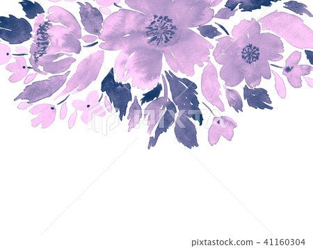 Hand painted floral template card in purple Hand painted floral template card in purple 41160304