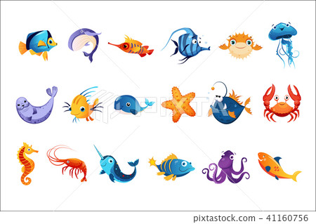 Colorful Sea Animals Set Colorful Sea Animals Set 41160756