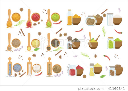 Powdered Spices Bowl And Corresponding Spoon Set 41160841