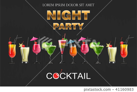 Cocktail drinks Vector realistic banner 41160983