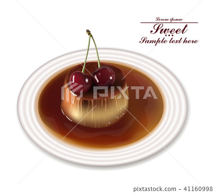 Panna cotta dessert Vector. Sweet breakfast 41160998