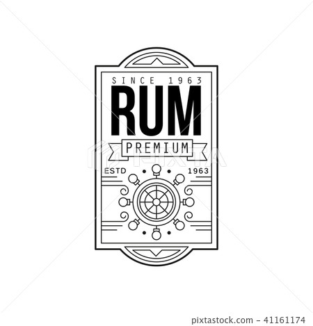 Rum vintage label design, alcohol industry monochrome badge vector Illustration on a white 41161174