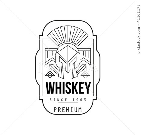 Whiskey vintage label design, alcohol industry monochrome badge vector Illustration on a white 41161175