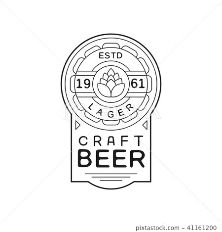 Craft beer vintage label design, lager emblem estd 1961, alcohol industry monochrome badge vector 41161200
