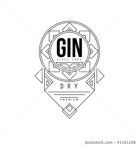 Gin vintage label design, alcohol industry monochrome badge vector Illustration on a white Gin vintage label design, alcohol industry monochrome badge vector Illustration on a white 41161208