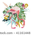 Pink flamingo illustration isolated on white background. 41161448