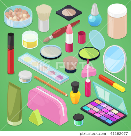Cosmetic vector beauty make up cosmetology for beautiful woman with makeup foundation powder or Cosmetic vector beauty make up cosmetology for beautiful woman with makeup foundation powder or 41162077