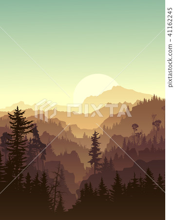 Vertical illustration of twilight in forest hills. 41162245