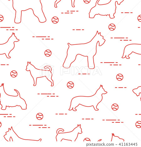 Seamless pattern with dogs and tennis balls Seamless pattern with dogs and tennis balls 41163445