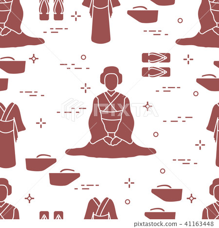 Pattern Asian woman, japanese clothing, shoes. Pattern Asian woman, japanese clothing, shoes. 41163448