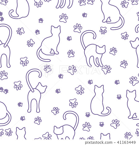 Seamless pattern with cats and traces Seamless pattern with cats and traces 41163449