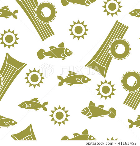 Pattern with fish, sun, inflatable mattress Pattern with fish, sun, inflatable mattress 41163452