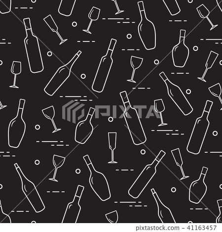Pattern of wine glasses and bottles of wine 41163457