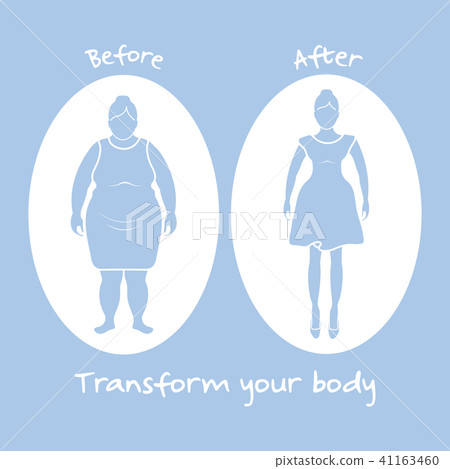 Fat woman and shapely woman Transform your body. Fat woman and shapely woman Transform your body. 41163460