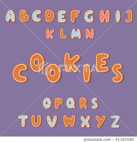 Gingerbread cookies alphabet holidays ginger cookie font text food biscuit xmas letter vector 41163590