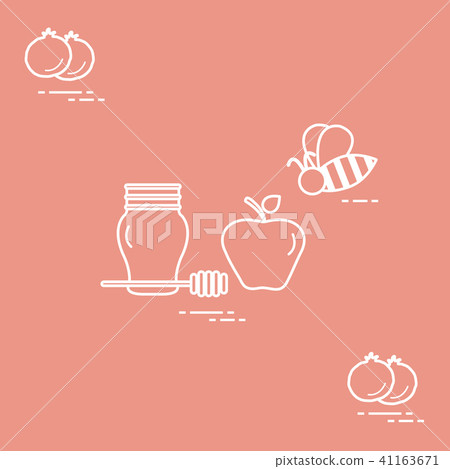 Apple in honey in Rosh Hashanah, pomegranate, bee Apple in honey in Rosh Hashanah, pomegranate, bee 41163671