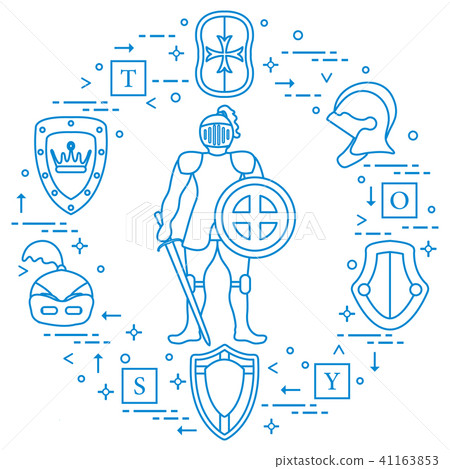 Knight, shields, swords, helmets, cubes 41163853