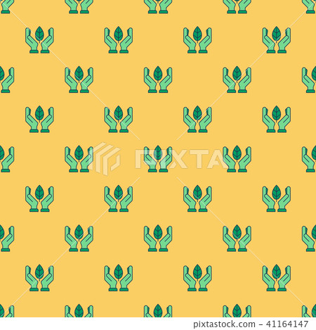 Seamless pattern with linear green eco icons 41164147