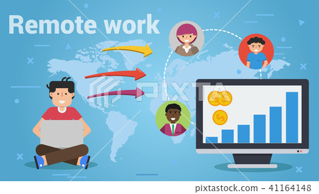 Long business flat concepts of remote work 41164148