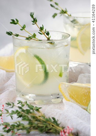 Cocktail-Jin, lime juice and thyme 41164289