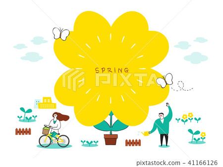 Vector illustration of spring object - flowers, the cherry tree, umbrella and so on. 001 41166126
