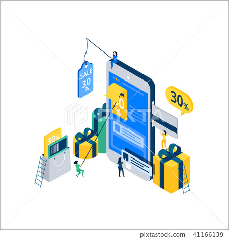 Vector Flat 3d Web Isometric E Commerce Stock Illustration