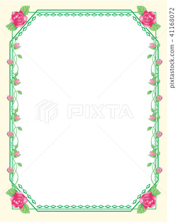Rose decoration ruler | Green box ruler | Illustration material Simple gilt decorative ruler | Baroque art · Art deco style | Vector 41168072