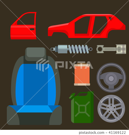 Car vector parts auto repair service vehicle mechanic repair of machines and equipment motocar 41169122
