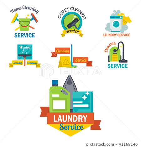 Cleaning service emblems labels design home household symbol work brush vector illustration. Cleaning service emblems labels design home household symbol work brush vector illustration. 41169140
