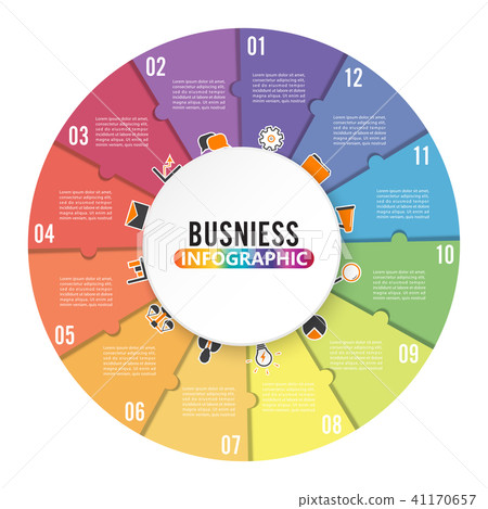 Circle chart infographic template with 12 options - Stock Illustration ...