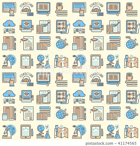 Flat design outline seamless pattern background education tutorials staff training learning research 41174565