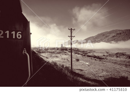 Train in Mountain fields landscape, New Zealand Train in Mountain fields landscape, New Zealand 41175810