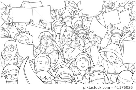 Illustration of demonstration in South Korea 41176026