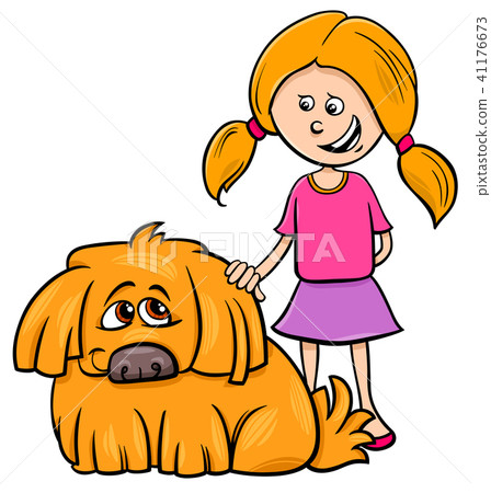 illustration 首页 插图 人物 女性 女孩 girl with shaggy dog