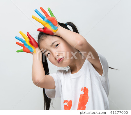 Children, girl, hand, paint, prank Children, girl, hand, paint, prank 41177000