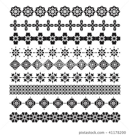 arabic frame ornament, pattern brush, vector set 41178200