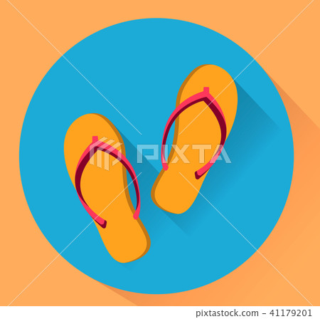 Beach slippers. Flat vector illustration - Stock Illustration [41179201 ...