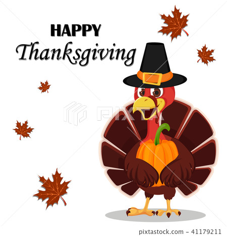 Thanksgiving greeting card with a turkey bird - Stock Illustration ...
