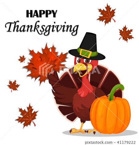 Thanksgiving greeting card with a turkey bird - Stock Illustration ...