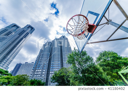Outdoor basketball court 41180402