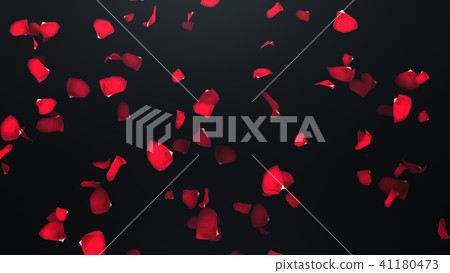 3D render Flying petals of roses with on an black background 41180473