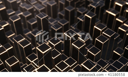 3D render Background from black and golden squares 41180558