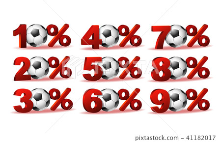 Set of percent discount icons with soccer ball 41182017