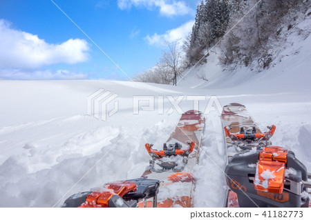 Backcountry skiing at Mt. Hachibushi. (Bepgu, Yabu City, Hyogo Prefecture) *Photo position in the comment section of the work 41182773