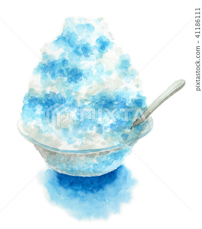 Shaved ice in watercolor Blue Hawaii Shaved ice in watercolor Blue Hawaii 41186111
